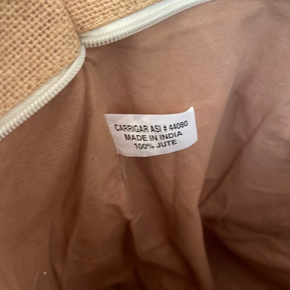 Burlap Initial A White Polka Dot Tote- Brand new - Picture 7 of 9